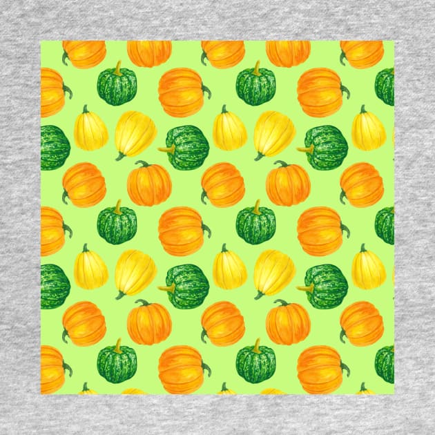 Pumpkins watercolor pattern 2 by katerinamk